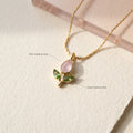 Gold-Tone Pink Tulip Necklace — detail view