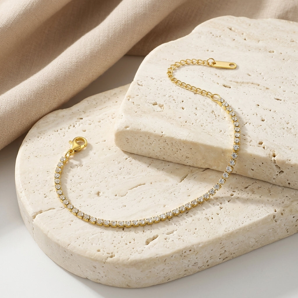 Gold-Tone Clear-Stone Tennis Bracelet — product view