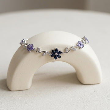 Silver-Tone Midnight Blue Flower Vine Bracelet — product view