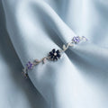 Silver-Tone Midnight Blue Flower Vine Bracelet — detail view